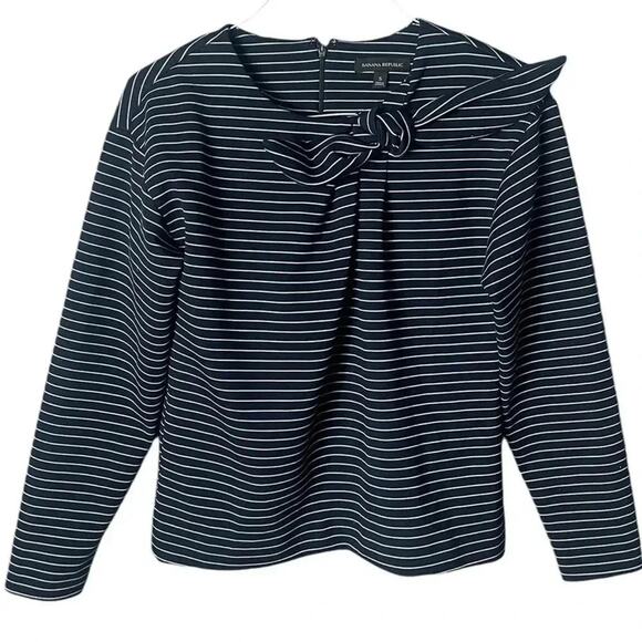 Banana Republic Navy and White Striped Blouse - Picture 1 of 6